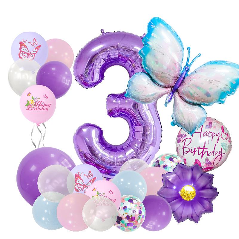 Ice Blue Butterfly Balloon Set Sex Reveal Birthday Party Arrangement Guiding Post Digital Latex Balloon Party