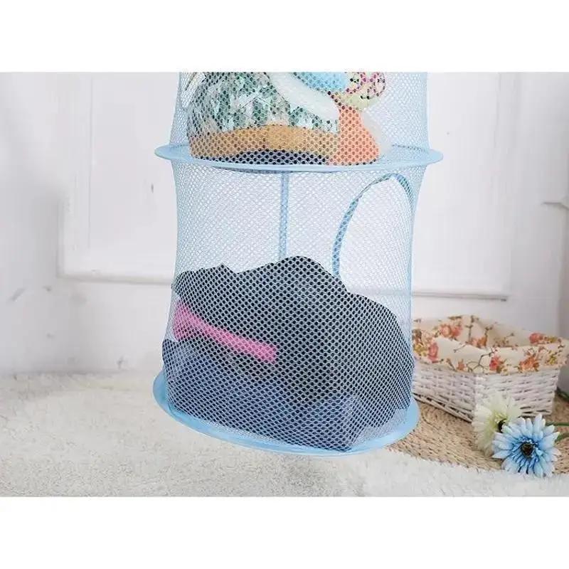 Cesta Colgante Plegable de Cuatro Capas Malla Transpirable Cesta de Almacenamiento de Juguetes Jaula de Almacenamiento Cesta de Secado Organizador de Hogar