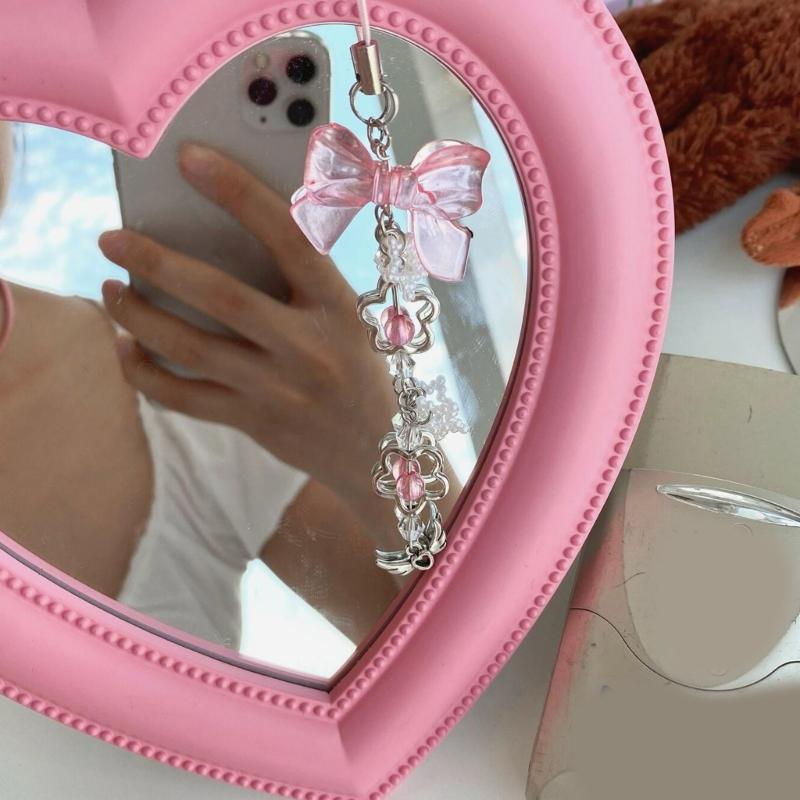 Blumen-Schleifenknoten Gekreuzter Anhänger Lanyard Liebesherz Perle Cartoon Zubehör