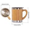 Bamboo Coffee Tea Cup Insulated Coffee Mug for Office Keeps Drinks Hot or Cold