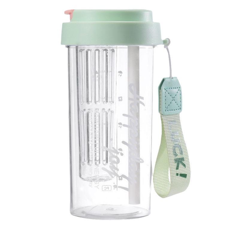 Compact Tea Infuser Straw Cup - Portable Plastic Cup with Water Separation for Students and Girls