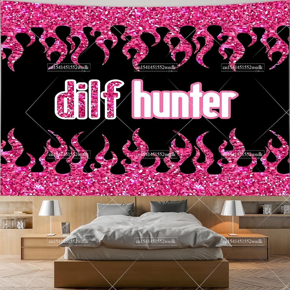 

Fire Dilf Hunter Tapestry Wall Hanging Y2k Pink Meme Flags Tapestrys Living Room Dorm Decor Aesthetic Home And Garden Banners 74x94cm(29x37in)