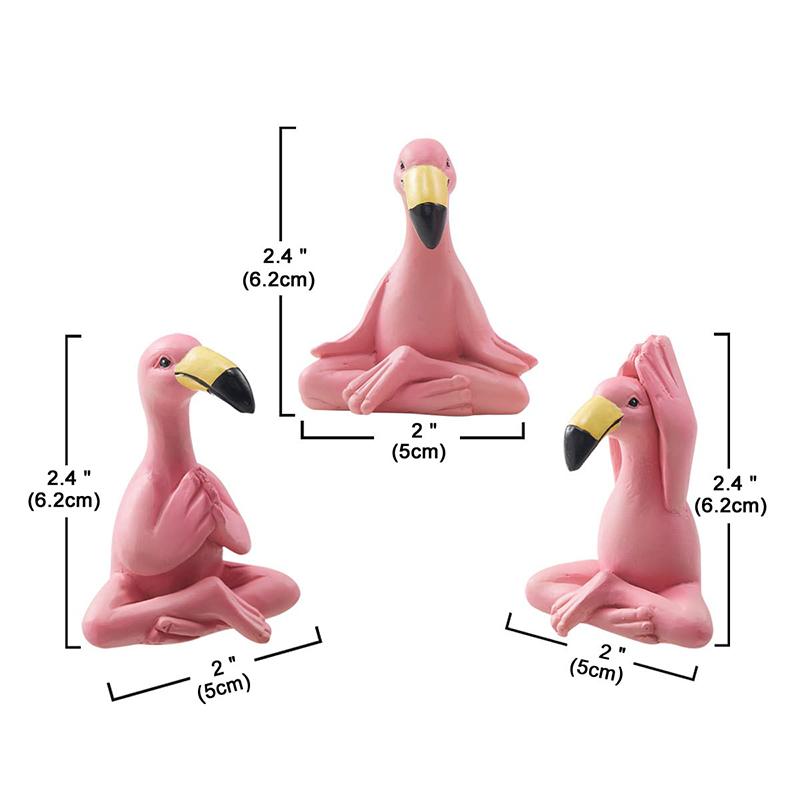 3Pcs Flamingo Decorative Figures Miniature Garden Decoration Outdoor  Whimsical Pink Flamingo Fairy Garden Lawn Statues