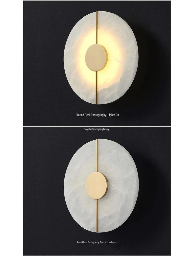 Nordic Copper Marble Wall Lamp: Postmodern Round Design for Bedroom, Living Room, Office, Hotel or Lobby.