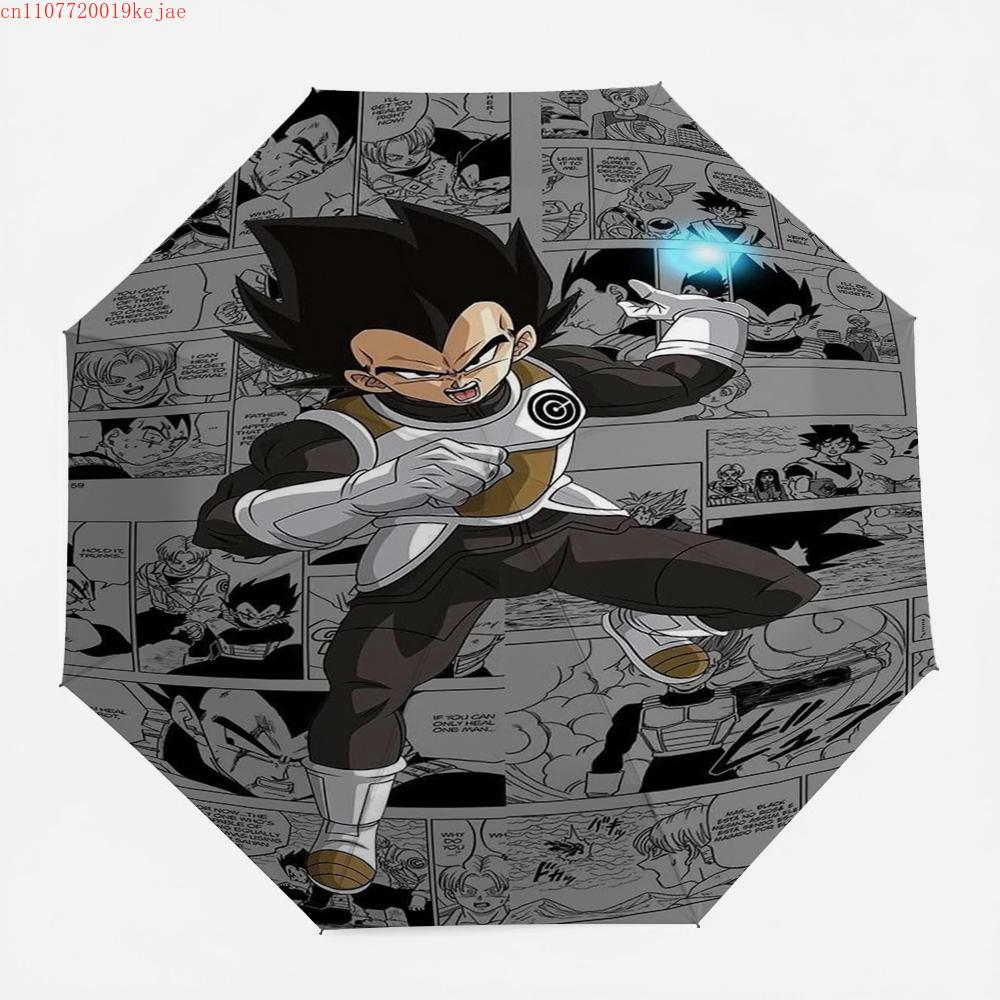 Anime Dragon Ball Vegeta Umbrella, Classic Manga Battle Scene Collage, Compact Folding Umbrella, for Cosplay & Daily Use