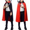 XSAJU Children's Reversible Long Pirate Dracula Cape, Black and Red, Perfect for Halloween and Events (90cm)