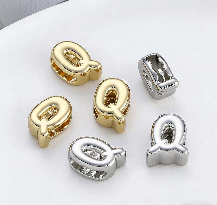 1pc Alphabet Bead Polished Design Mini 3D Bubble 26 Letter Charm for DIY Necklace Bracelet Jewelry Making