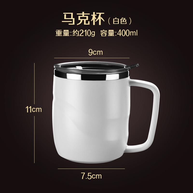 

1 Pcs Stainless Steel Insulated Coffee Mug With Sliding Lid Vacuum Travel Mug With Handle Camping Tea Flask For Hot Cold Drinks 400ml білий