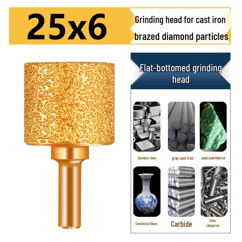 Brazed Bullet Diamond Grinding Bit for Cast Iron, 6mm Shank, 15 Polishing