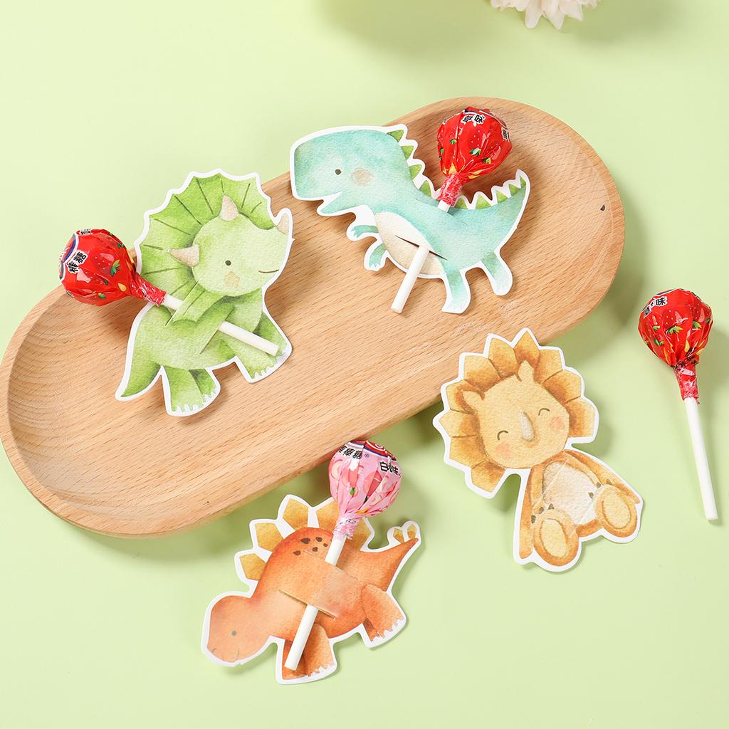 Dinosaur Lollipop Holder Card Dino 1st Birthday Party Decor Kids Boy Jungle Safari Party Favors Roar Candy Card Baby Shower
