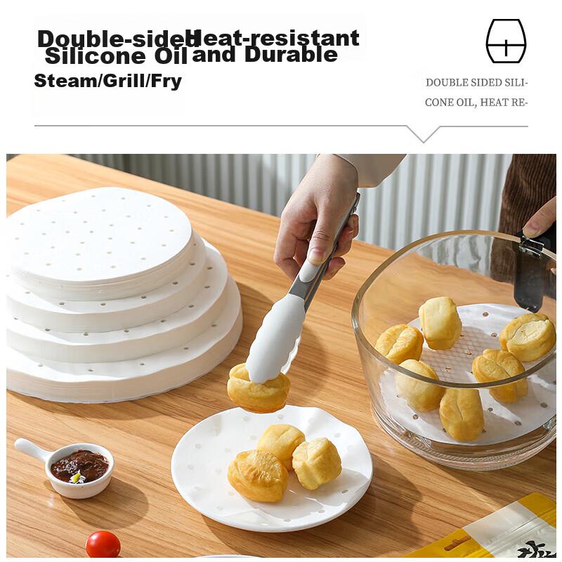 MEIJINJIA Steamer Paper, 20cm X 100 Sheets, Disposable Food-Grade Paper for Buns And Mantou, Non-Stick Household Steamer Liner Paper, Round Shape