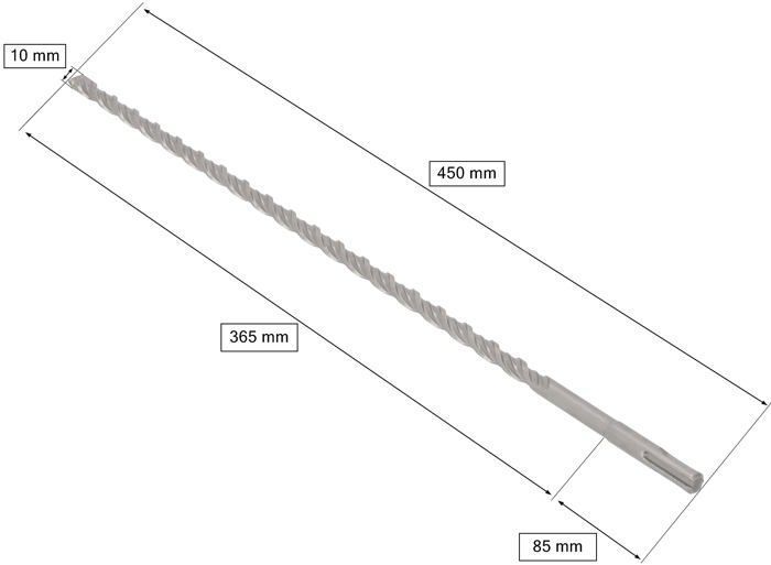 Foret SDS+ - KOTARBAU - 10 x 450 mm - Alliage métallique - Acier trempé - Fixation SDS+