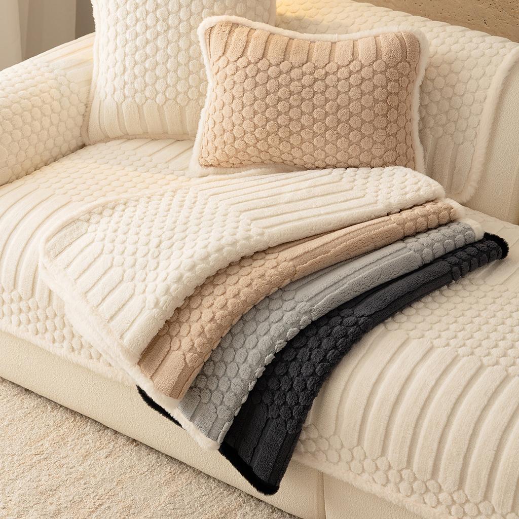 New Winter Autumn Plush Thickened Warm Non-Slip Cushion For Straight Leather Sofa Soft Cozy Seat Pad Living Room Home Decor
