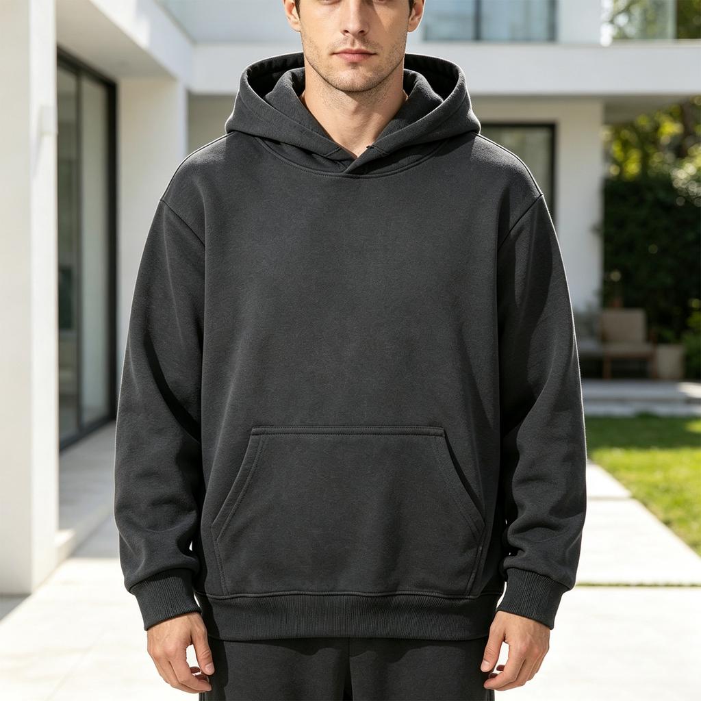 Men's Color Lined Hoodie Long Sleeve Winter Pullover Sweatshirt