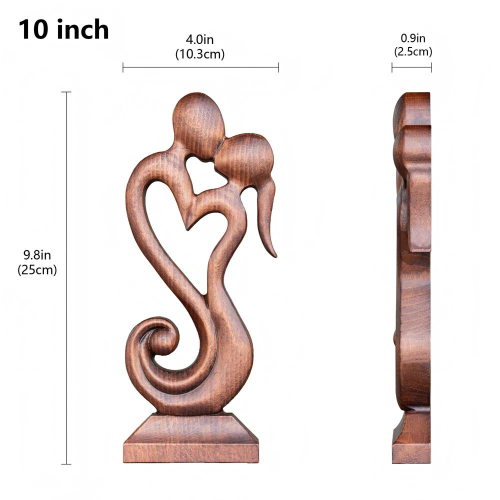 Couple Love Heart Wood Carving, Romantic Wooden  Sculpture, Style Abstract Couple Figurine Home Decoration Gift