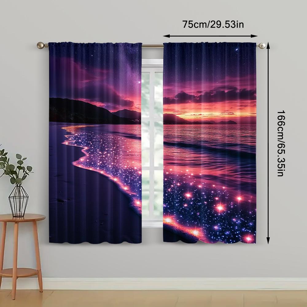 2pc, Drapes Purple 2 Machine Washable Fabric,Without Electricity summer party decorations Use for Bedroom living room