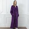 Unisex Extra Long Velvet Bathrobe - Plus Size, Thick, Warm Coral Fleece for Autumn & Winter, Maternity-Friendly Homewear