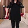 Summer Lace Rhinestone Mid-Sleeve Slimming Shirt - Plus Size Women's Casual Wear