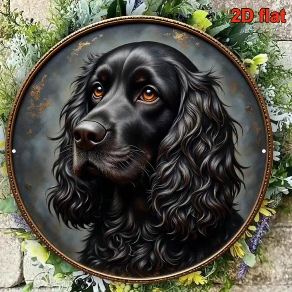 Vintage Black Spaniel Portrait Metal Tin Sign Wall Art Home Decor