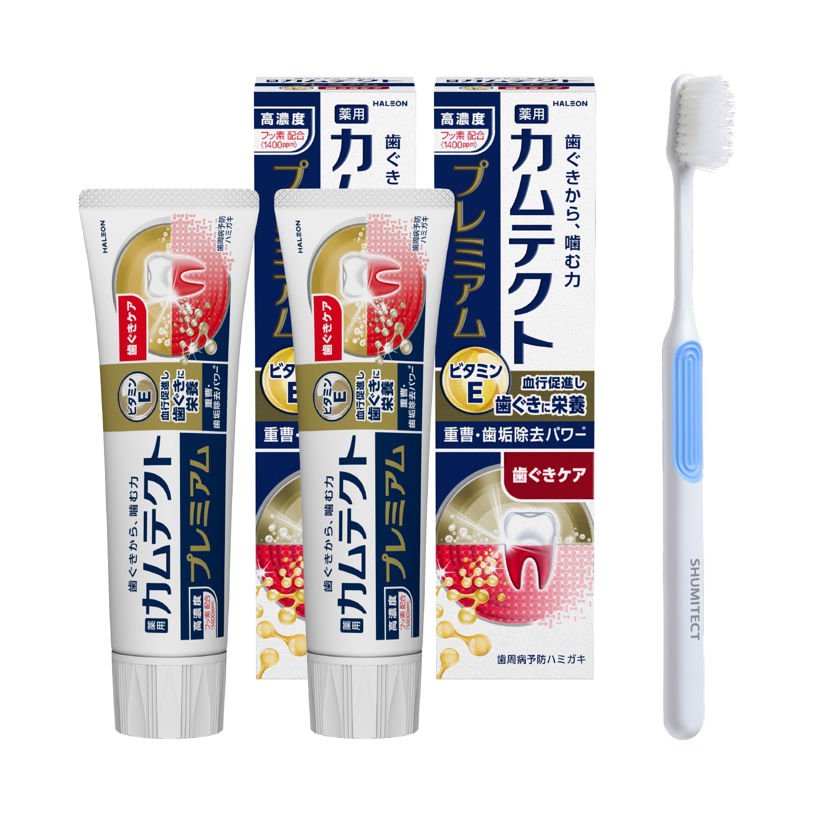 

[Quasi-drug] Camtect Premium Gum Care Toothpaste for Periodontal Disease (Gingivitis and Pyorrhea) Prevention 105g x 2 + Toothbrush Included