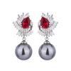 Jewelry high-end earrings inlaid with zircon pearl stud earrings imitation natural pearl earrings silver needles
