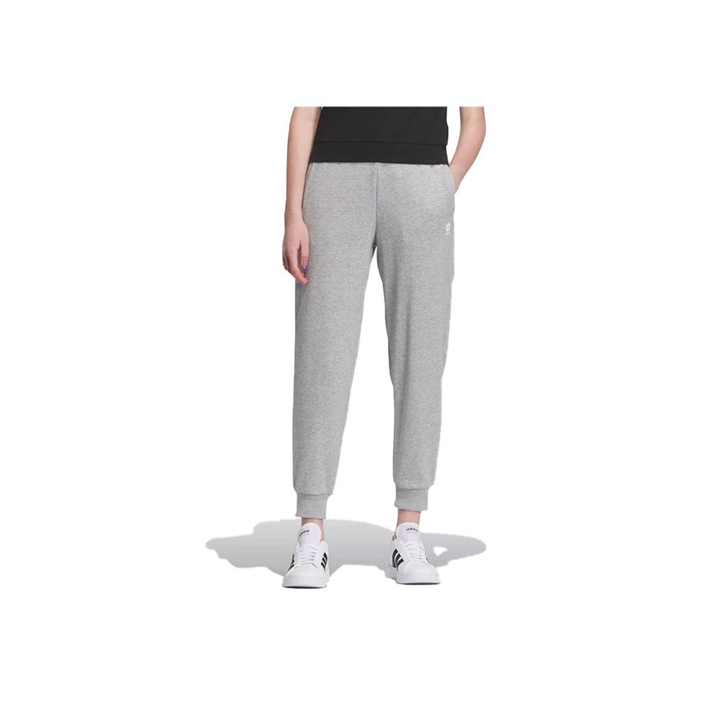 Adidas Neo Solid Color Lace-Up Casual Tapered Knit Sports Pants Women Pants Gray IK2441