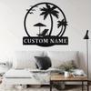 Customizable Beach Metal Sign Silhouette Surname Decor Hot Sale for Porch Garden Home Restaurant Party