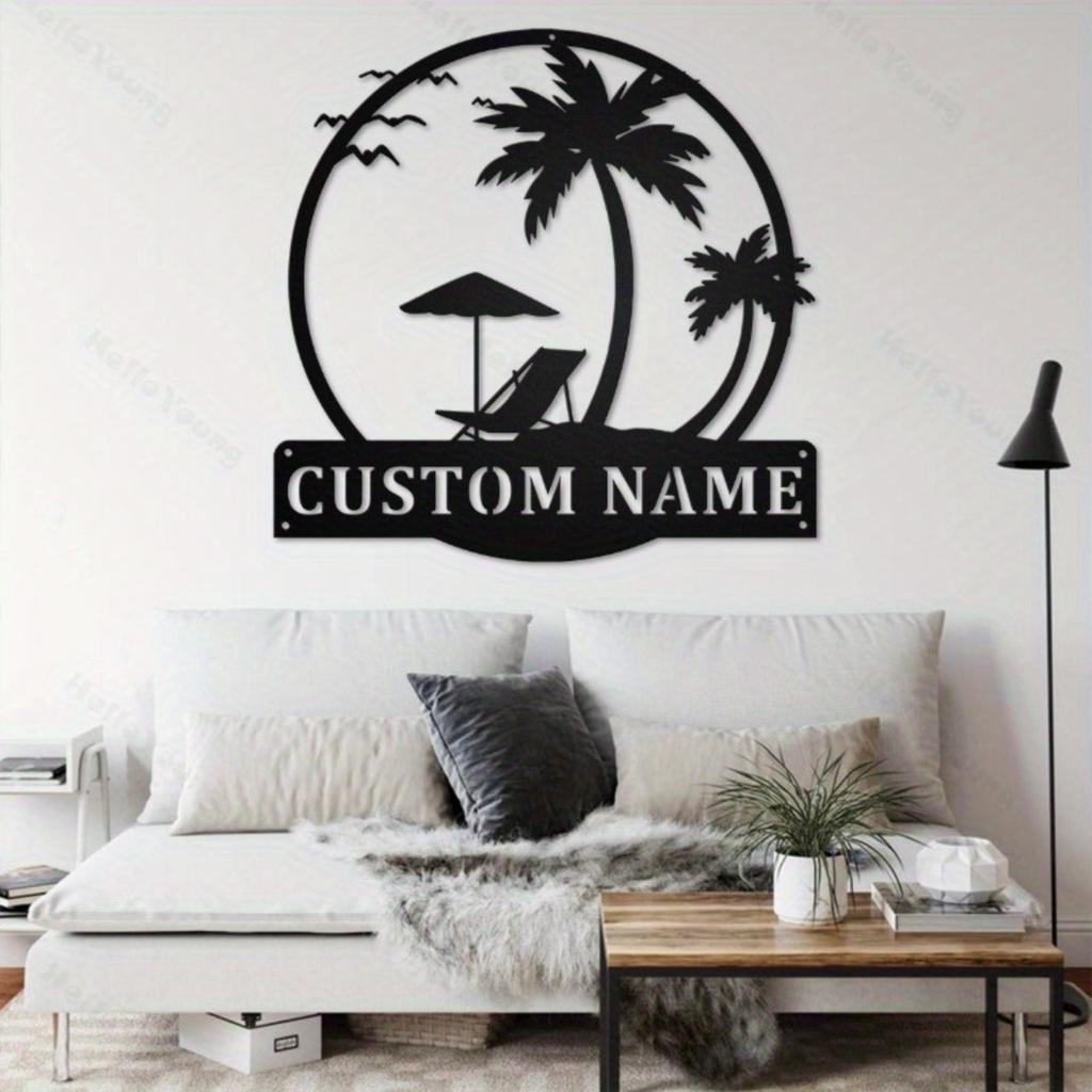 Customizable Beach Metal Sign Silhouette Surname Decor Hot Sale for Porch Garden Home Restaurant Party