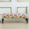 Floral Long Bench Cover Nordic Stretch Piano Stool Covers Spandex Rectangle Anti-Dust Bench Protector for Bedroom Kitchen