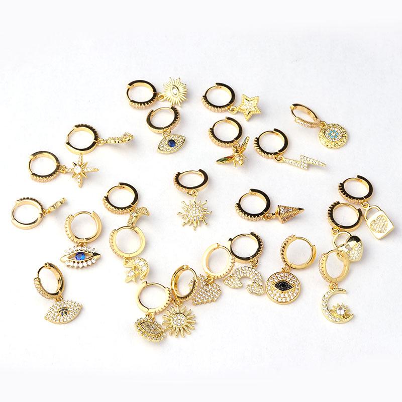 Micro-Pavé Zircon Irregular Ear Cuff Earrings