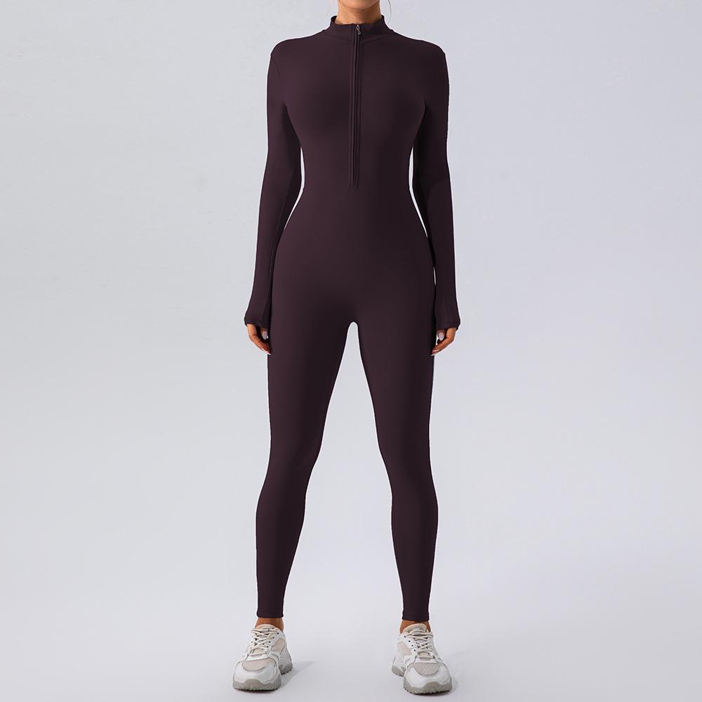 European & American Winter-Style Velvet Brushed Warm Yoga Onesie - Long-Sleeved Fitness Tights for Women