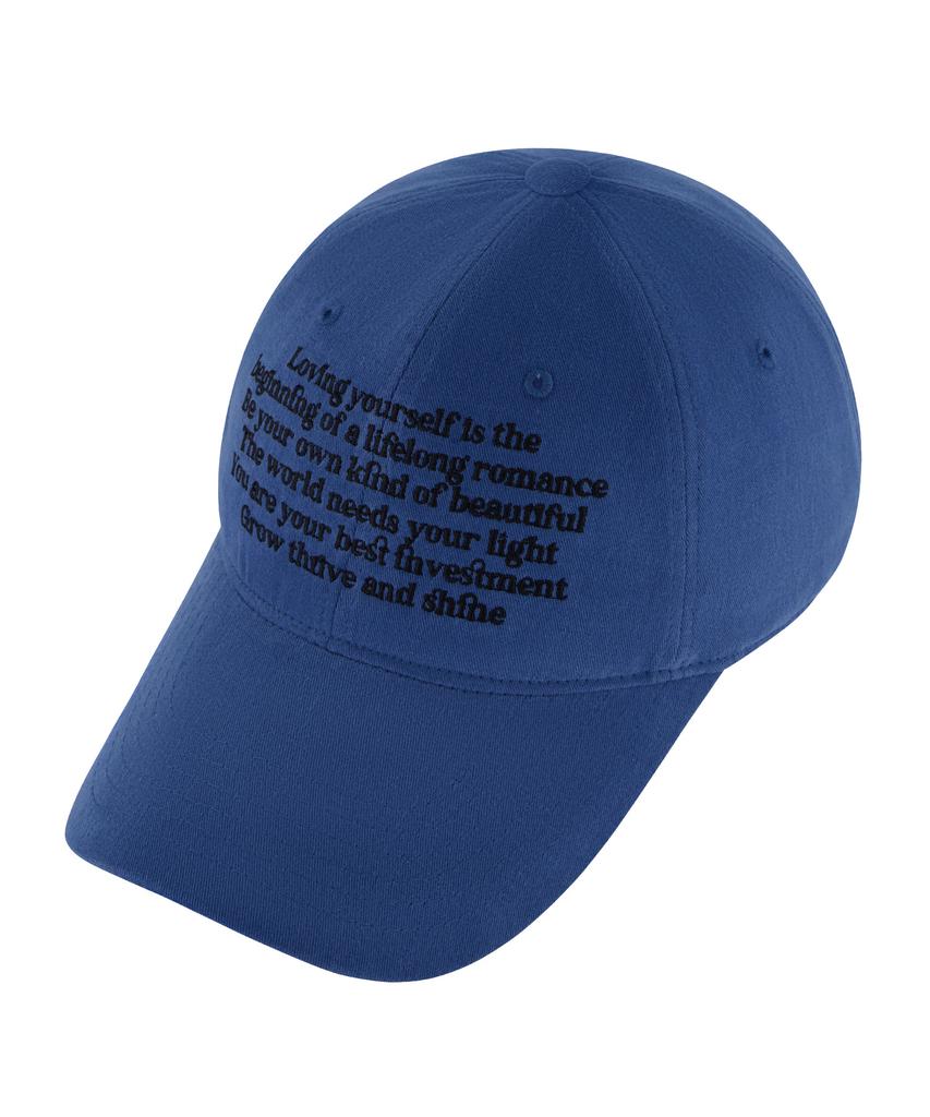 Hebeles Text Block Peach Wash Ball Cap - Blue