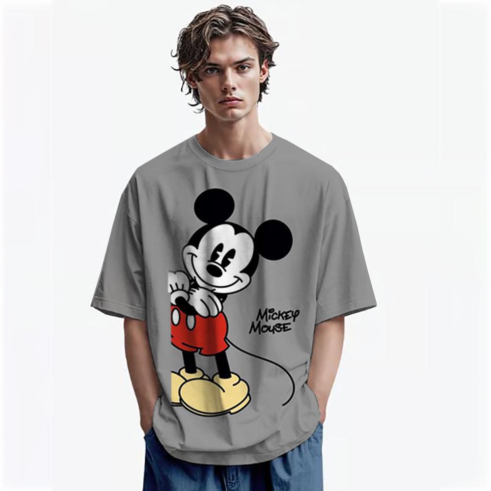 Disney Men Mickey Mouse Print T-Shirt Summer Boy Street Fashion Casual Sports Loose O Neck Quick Dry Short Sleeve Clothing Kid