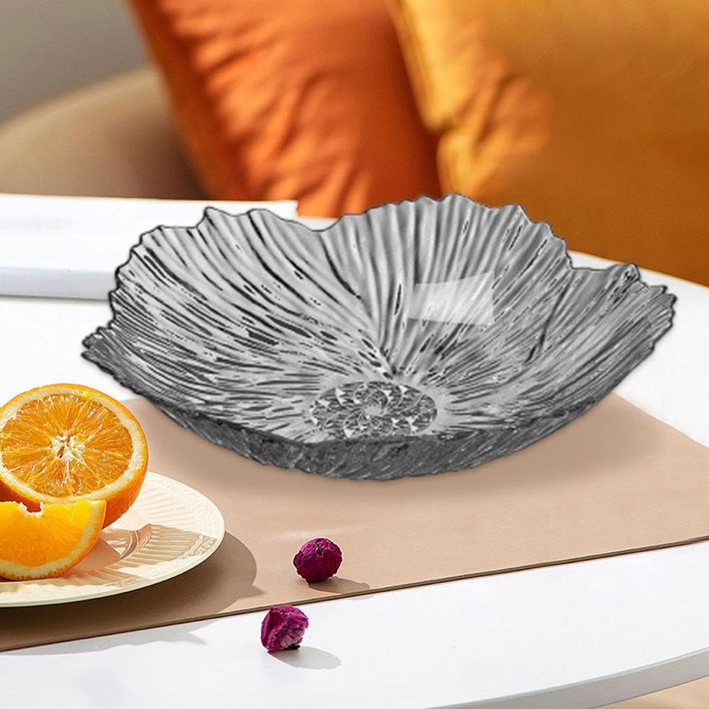 Transparent Acrylic Petal Fruit Tray Multipurpose Candy Nuts Serving Dish Organizer for Living Room Tabletop Home Storage
