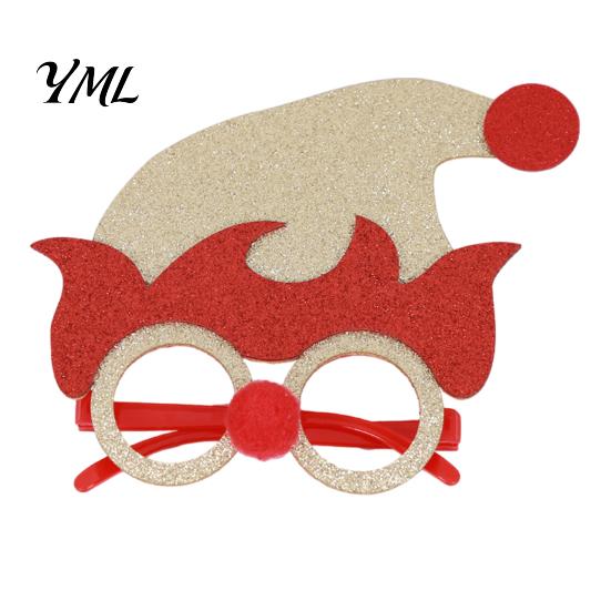 Fun Holiday Accessories for Kids Christmas Glasses, Glitter Party Glasses Frames, Novelty Elf Snowman Santa Claus Elk Frames Reindeer Eyeglasses