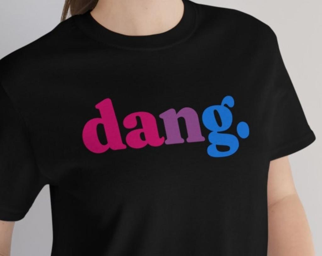 dang Bisexual T-shirt, Funny Bi Flag Gift, Discreet Bisexuality, LGBT Pride Month March, Minimalist LGBTQ Parade, Subtle Queer Present