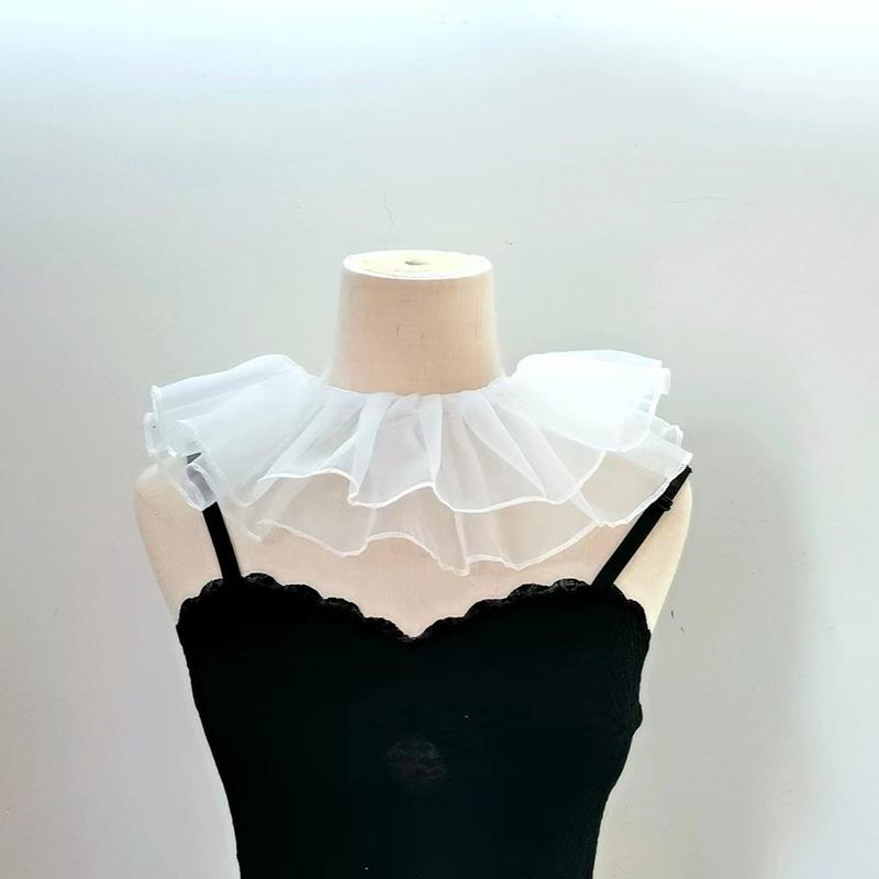 Solid Color Sweet Tie Scarf Ralph Collar Fashion Lace Shawl Collar Accessory Fairy Detachable Collar For Stage Performance Party