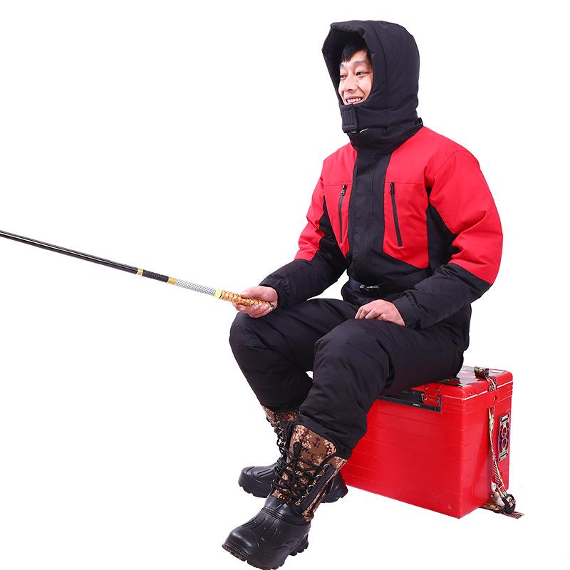 Thickened Waterproof Down Jumpsuit for Winter Fishing and Ice Protection