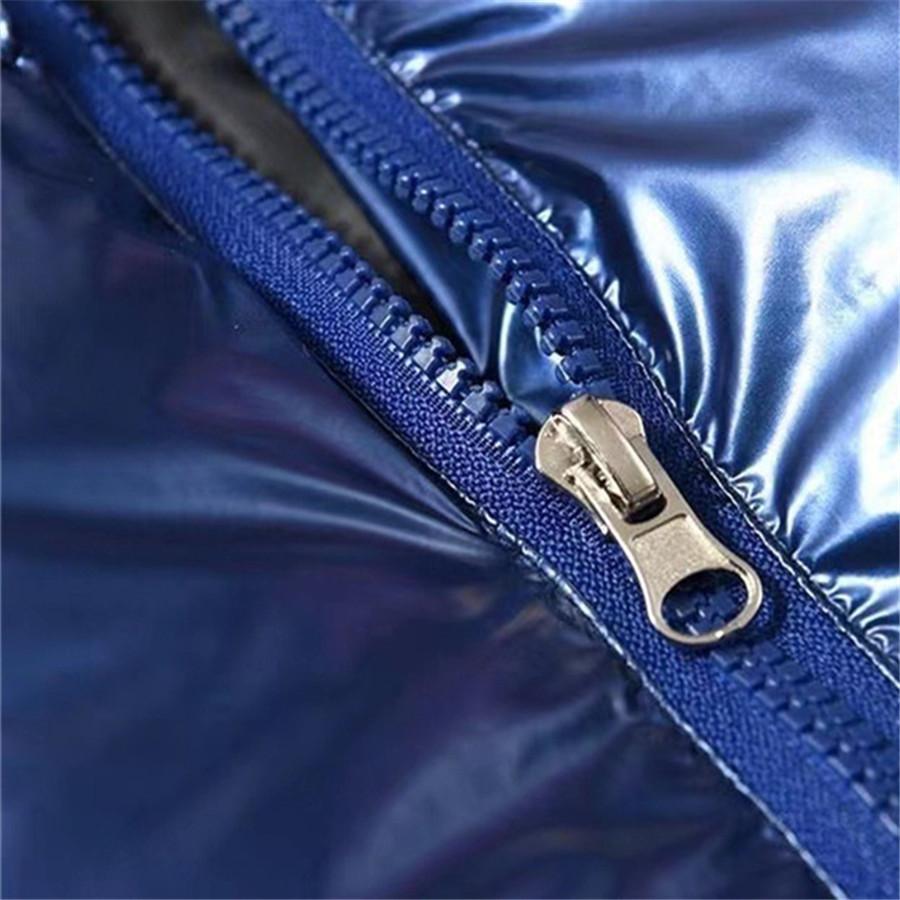 Giacca imbottita lucida da uomo, parka largo, hip hop, streetwear, giacca a vento spessa, cappotto caldo invernale, collo alto, abbigliamento da uomo