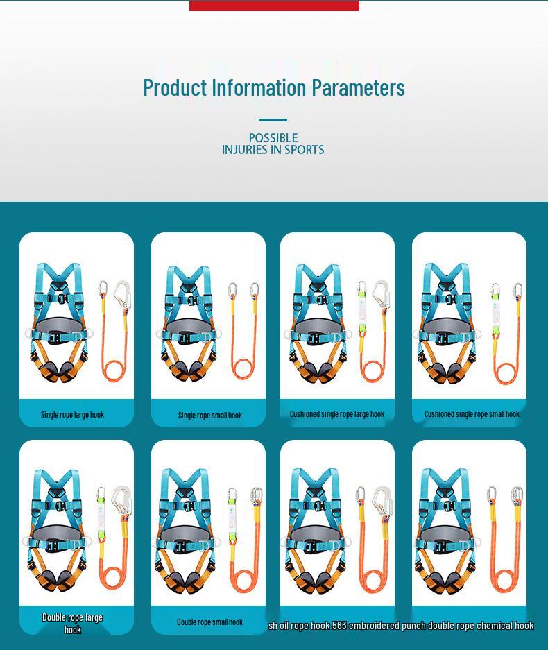 5-Point Full-Body Electrician Safety Harness with Double Hooks for High-Altitude Work