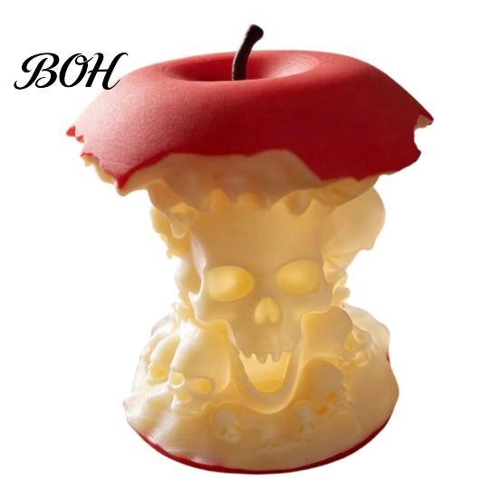 Small Resin Skull Decor Apple Core Ornament, Dark Themed Desk Figurine, 3D Printed Fashionable Niche Furnishings Realistic Statue, Gothic Collectible