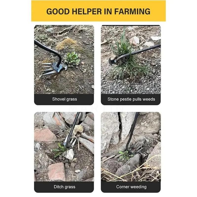 2025 Upgrade Manganese Steel Weeder Kit with Handles 4 Teeth Multifunctional Gardening Tool for Uprooting And Weeding