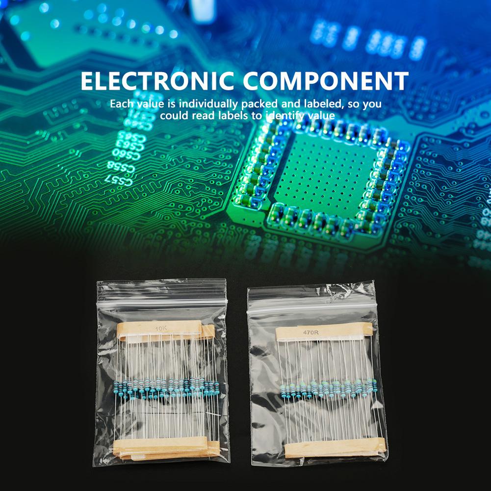525Pcs 1 4W 17 Values 0 1M Ohm Metal Film Resistors Set Assortment Components Kit