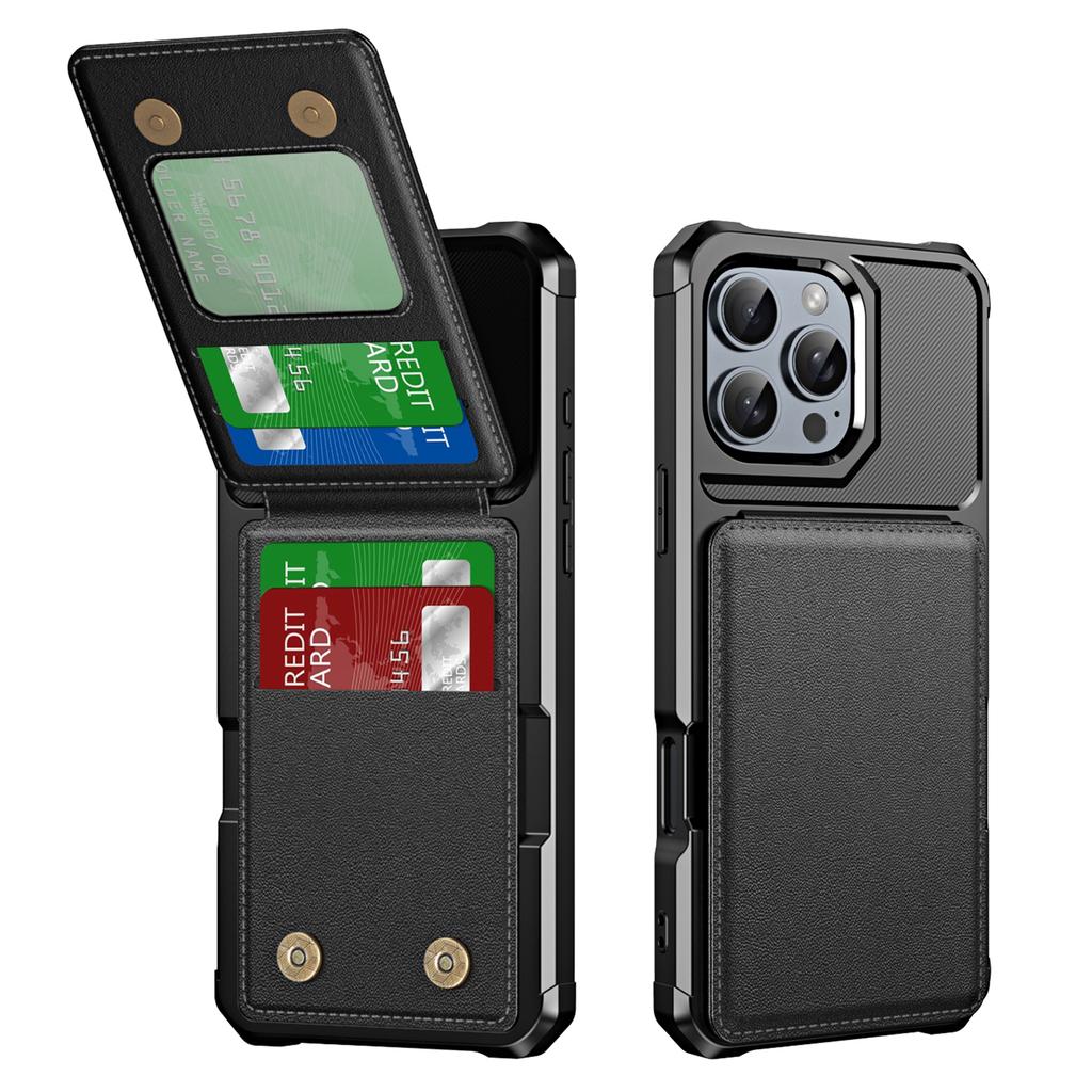 ZM11 For iPhone 16 Pro Max Case Card Slot Kickstand PU+TPU Phone Cover