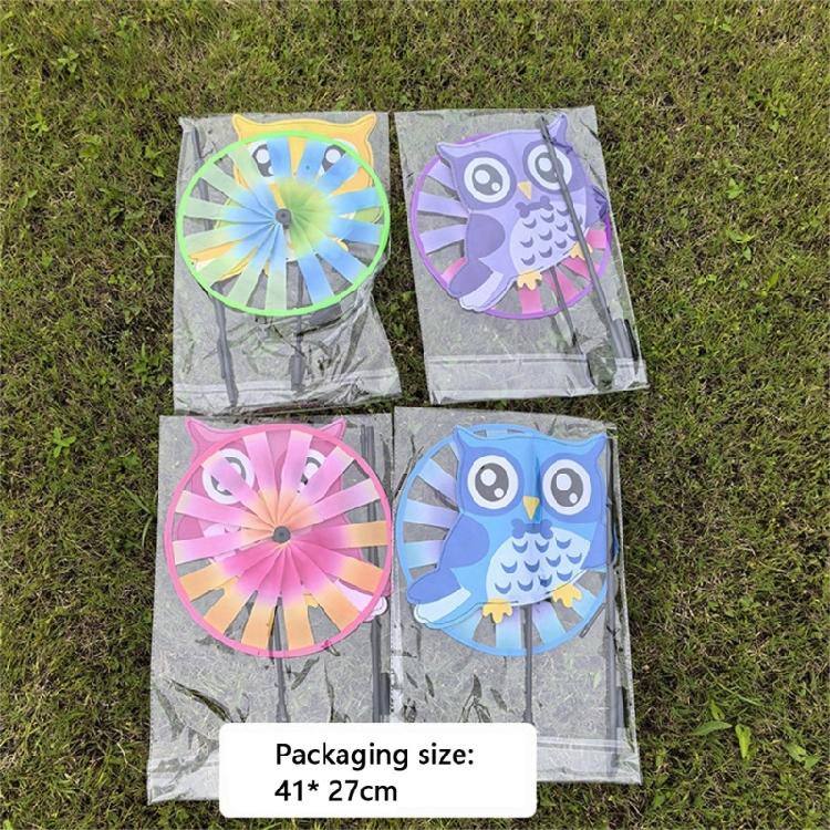 Child Friendly Owl Animal Windmill Outdoor Decoration Whirling Motion Toy Plastic Fabric Easy Install Yard Landscape Art