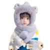Winter Thick Hats Scarf Gloves Set With Long Scarf Warm Winter Plush Hooded Windproof Fluffy 3-in-1 Soft Hat Toddler