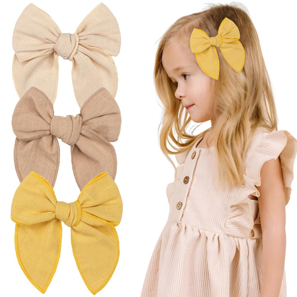 5Inch Girls Women Linen Bow Hair Clips Big Sailor Bow Barrettes Baby Kids Hairgrips Hair Bows Accessories Headwear