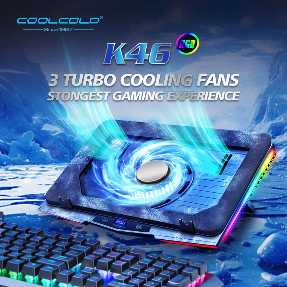 

COOLCOLD Охлаждающая подставка для ноутбука с RGB-подсветкой и воздушным компрессором - Ультратихий USB-кулер, Быстрый отвод тепла и Регулируемая подставка
