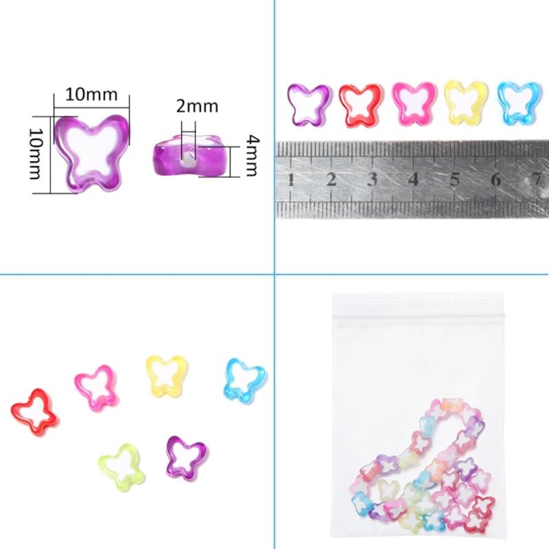 Pack of 100 Waterproof Loose Spacer Bead Acrylic Heart/Flower/Butterfly Shaped Beads Creative Jewelry Accessories