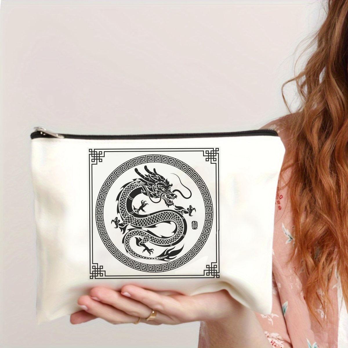 

1pc Exquisite Dragon Pattern Cosmetic Storage Bag, Portable Travel Makeup Pouch Bag for Women Girls New Year Gifts